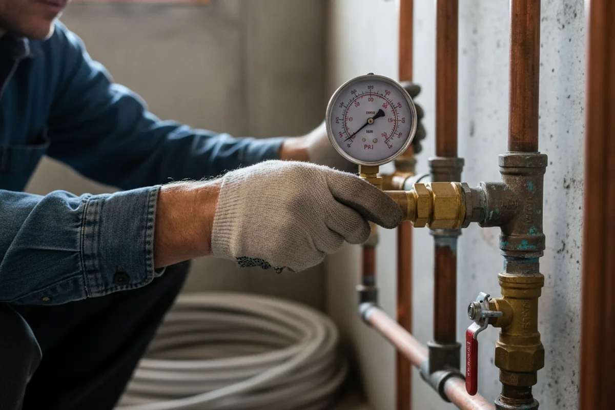Pressure testing a repaired line during Water Line Repair in Hazel Park